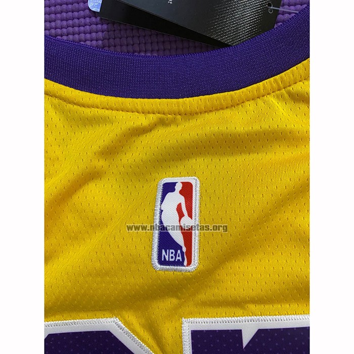 Camiseta Los Angeles Lakers Lebron James NO 23 Icon 2020 Final Bound Amarillo